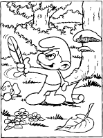 A coloring page of the smurfs